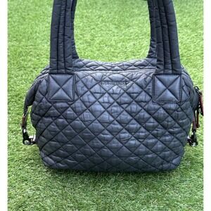 MZ Wallace Medium Sutton Black Quilted Tote Bag Zip Closure * NO SHOULDER STrAP"